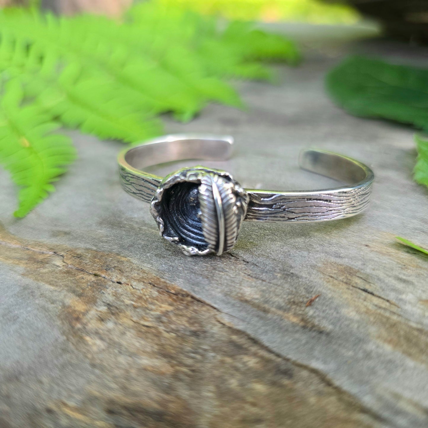 Nest, Feather & Egg Sterling Silver Cuff Bracelet