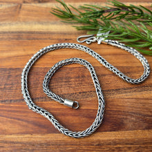 Load image into Gallery viewer, sterling silver oxidized foxtail short chain detailed view from top
