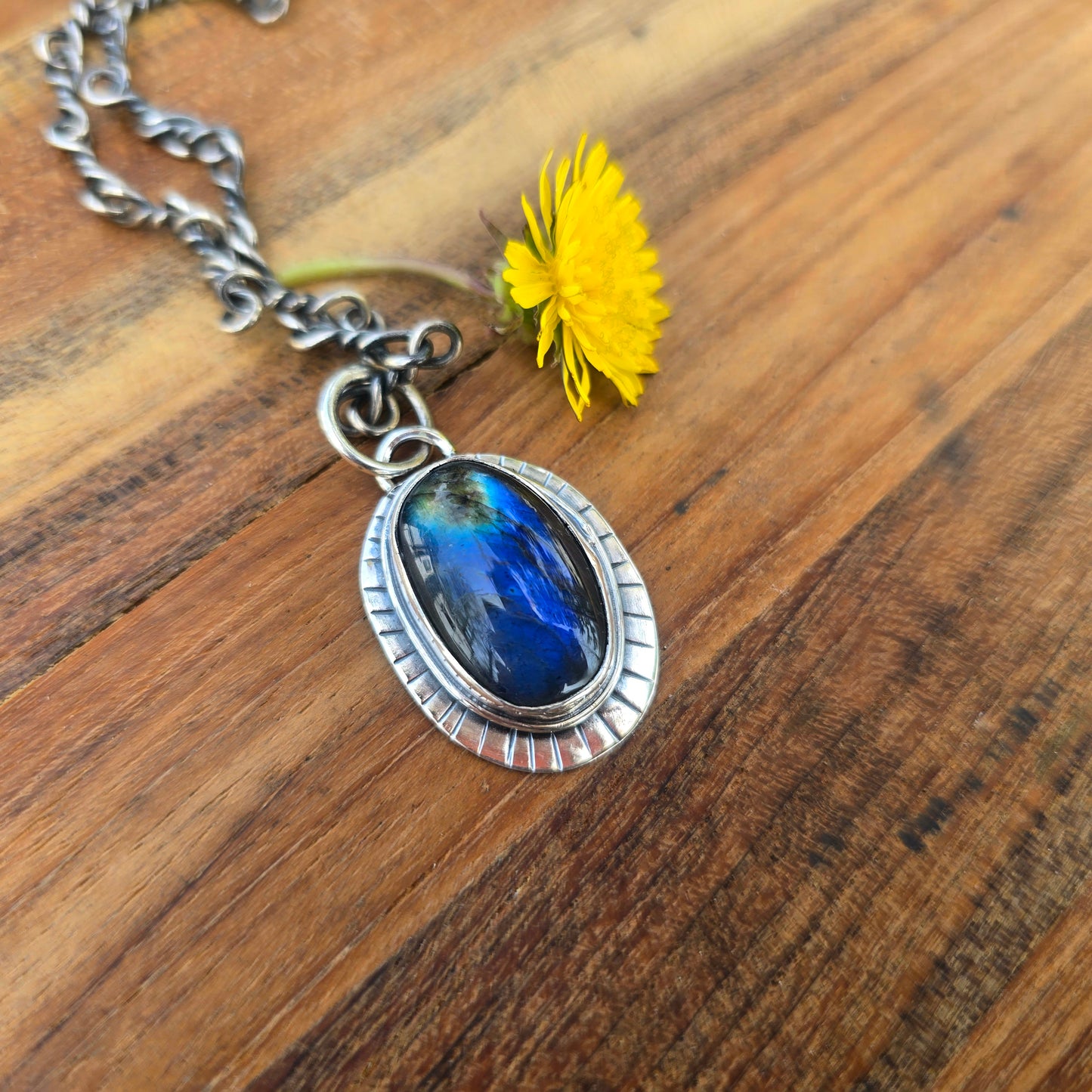 One-of-a-Kind Rainbow Flash Labradorite Pendant in Sterling Silver