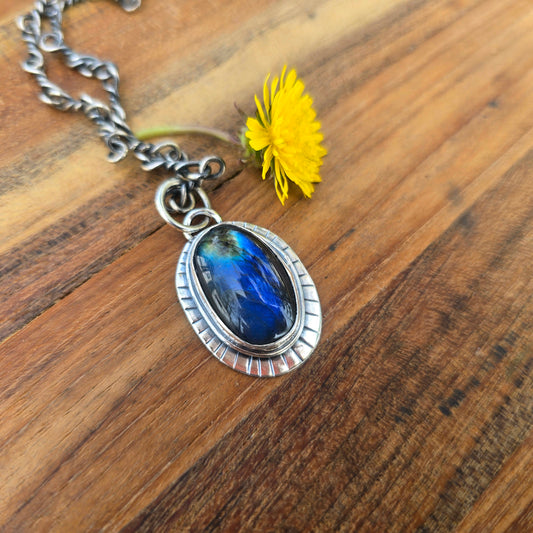 One-of-a-Kind Rainbow Flash Labradorite Pendant in Sterling Silver
