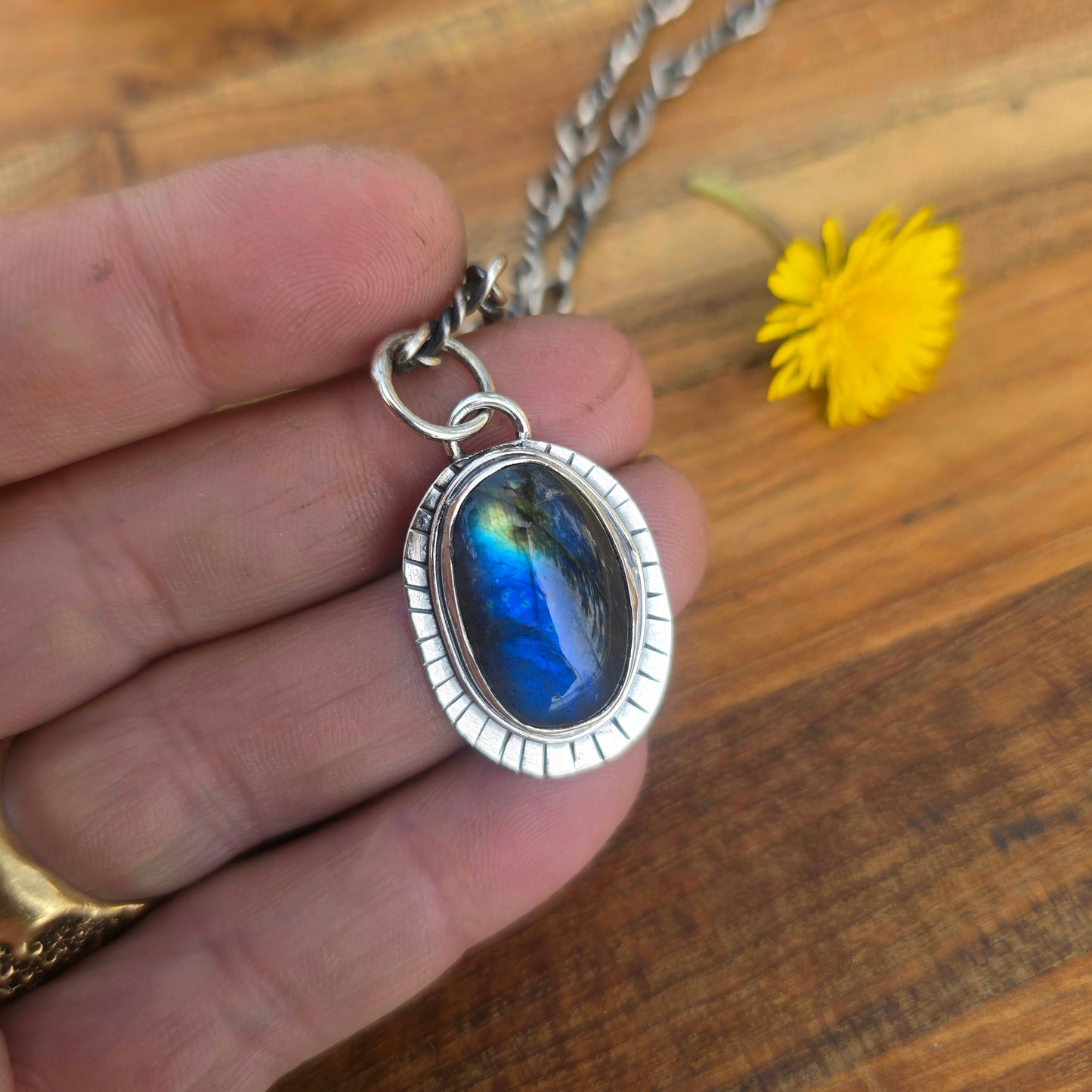 One-of-a-Kind Rainbow Flash Labradorite Pendant in Sterling Silver