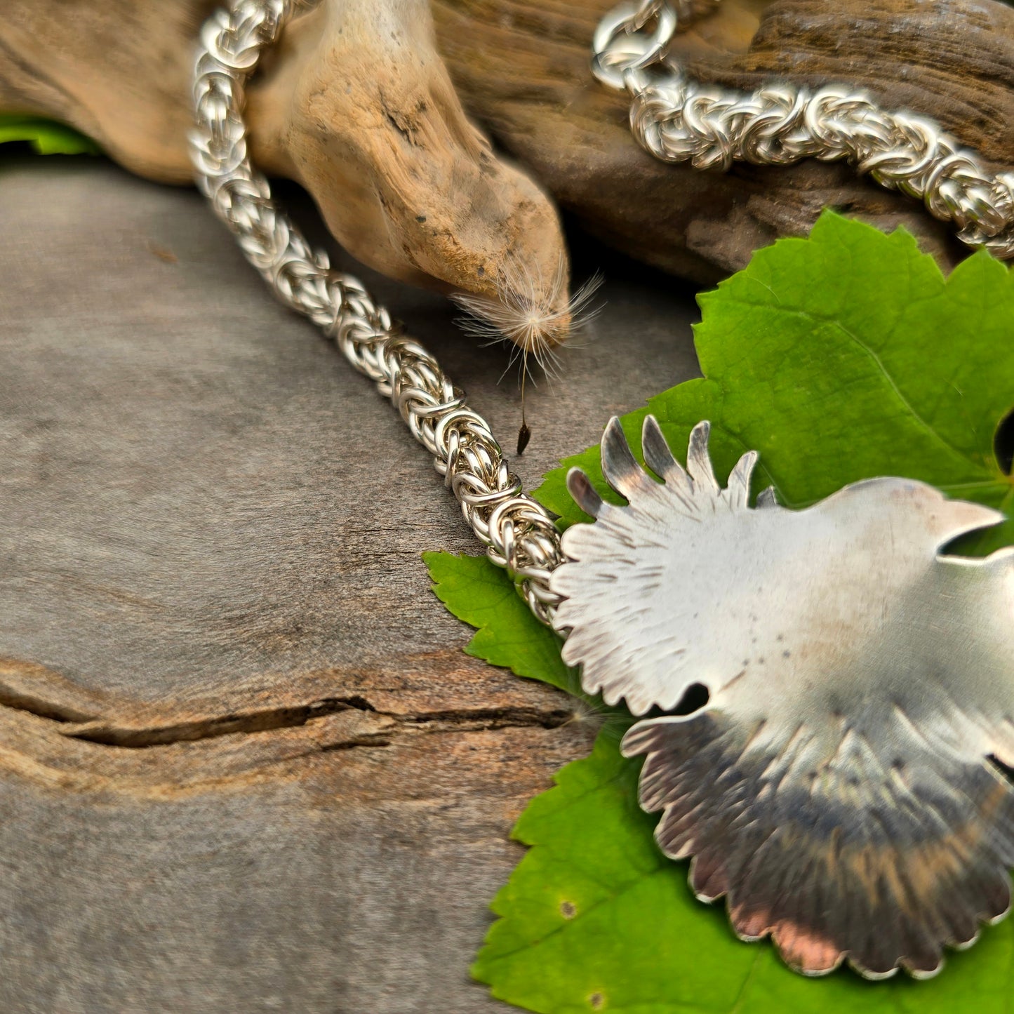 Raven in Flight Byzantine Necklace — Hand-Forged Sterling Silver Masterwork