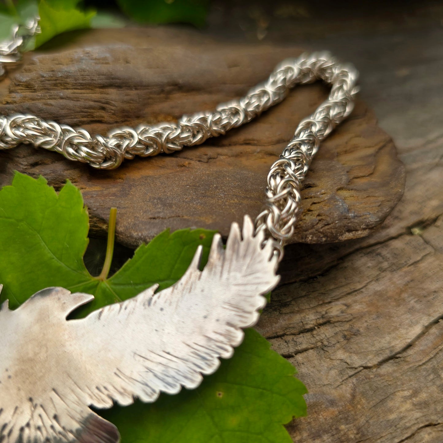 Raven in Flight Byzantine Necklace — Hand-Forged Sterling Silver Masterwork