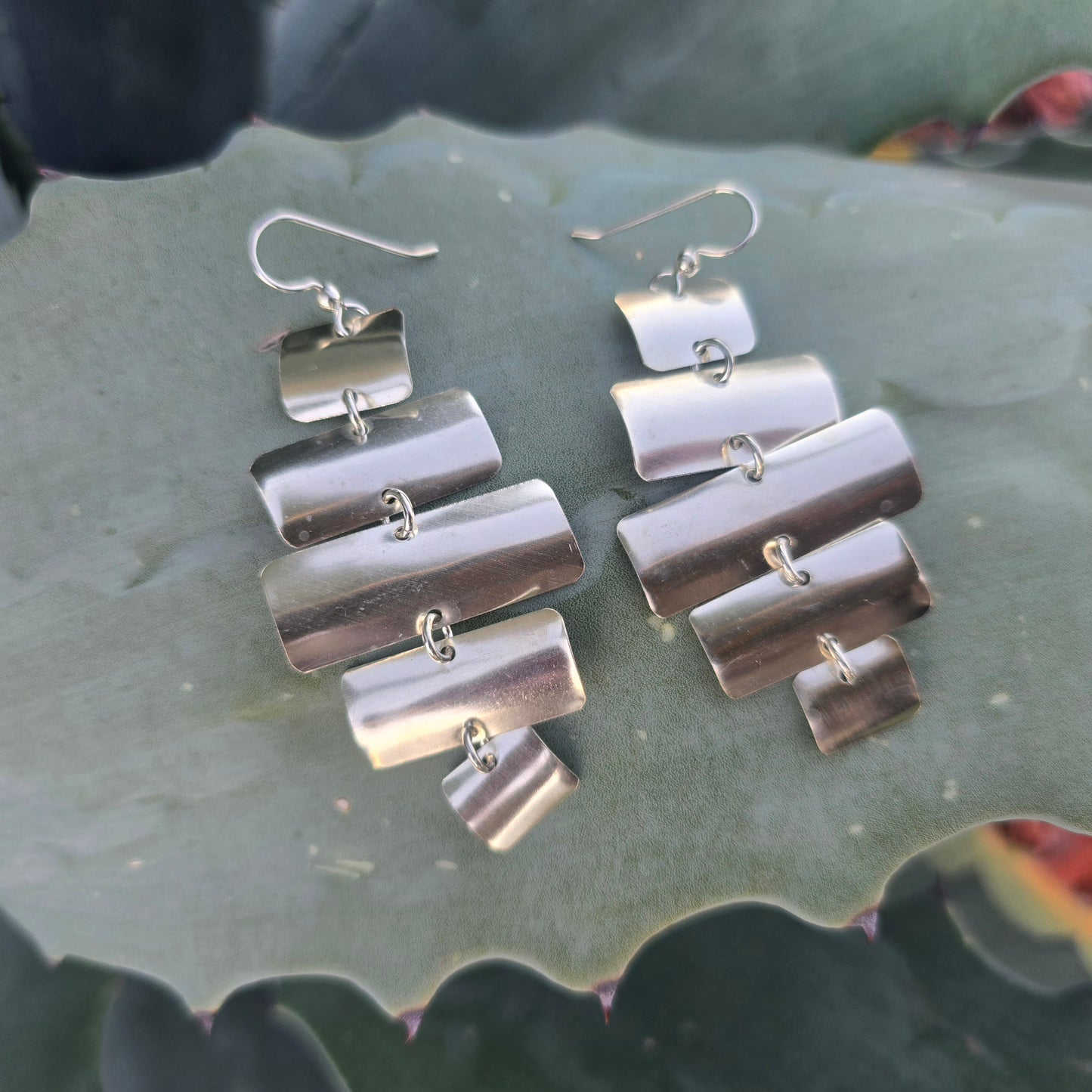 Sterling Silver Statement Earrings – Sail-Inspired Domed Bars