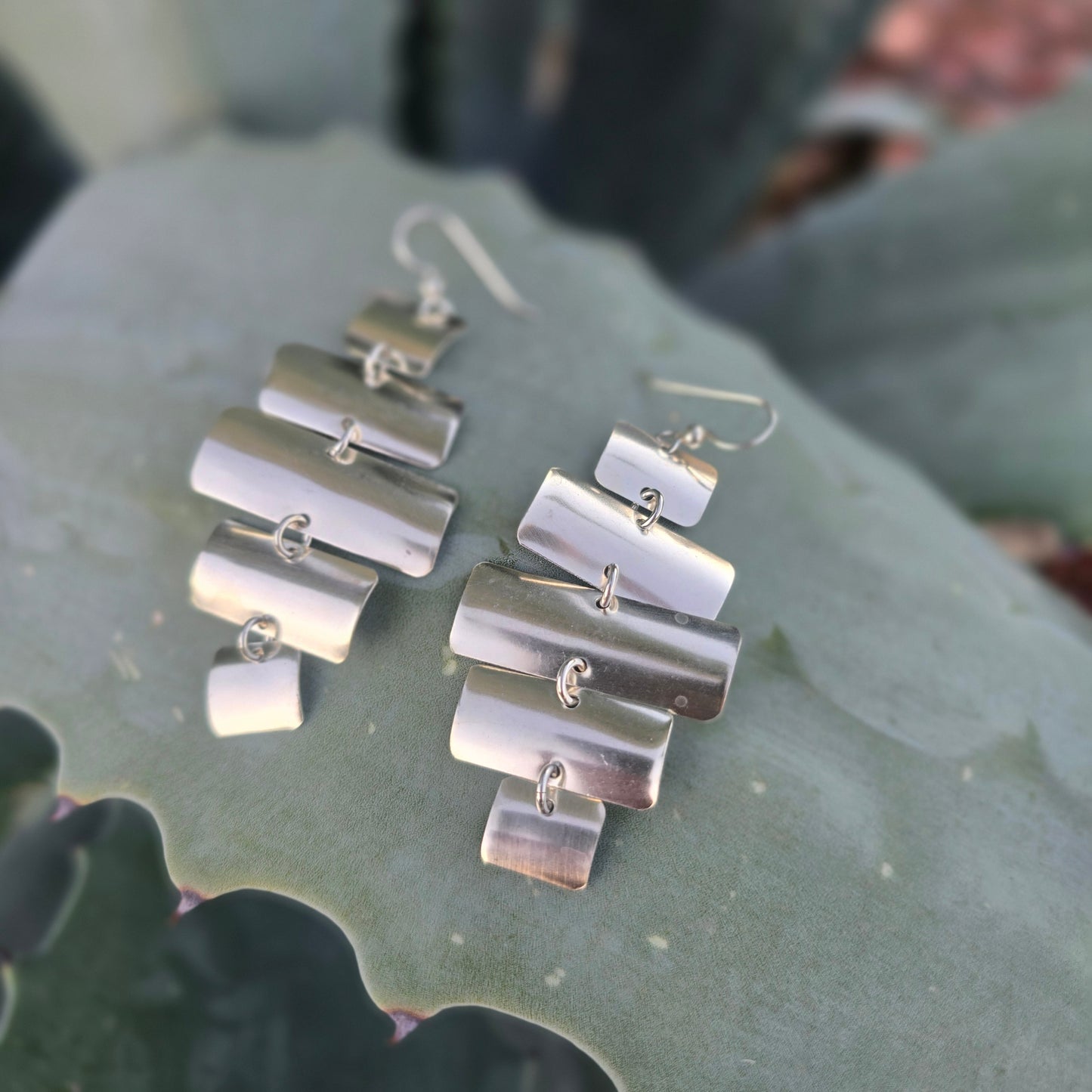 Sterling Silver Statement Earrings – Sail-Inspired Domed Bars