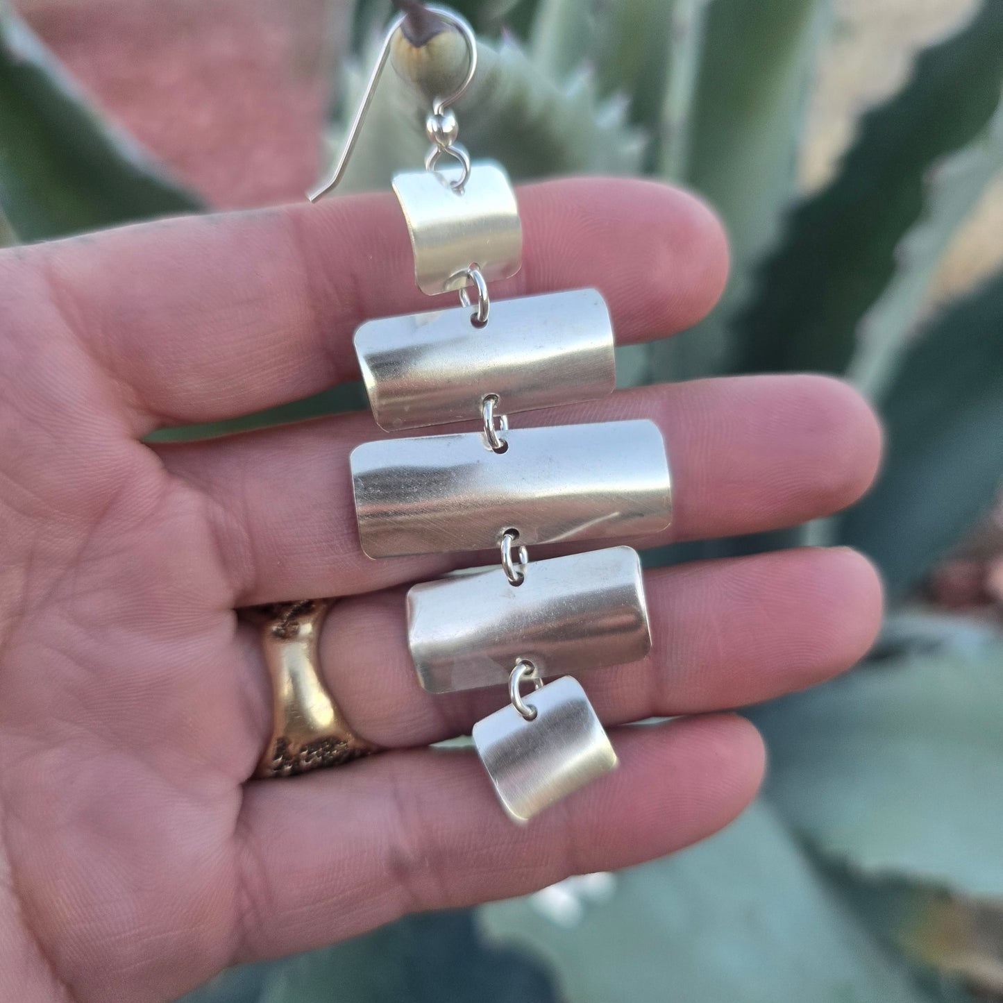 Sterling Silver Statement Earrings – Sail-Inspired Domed Bars