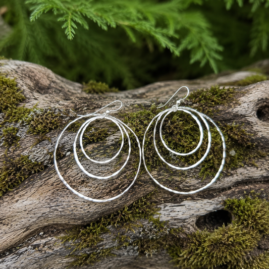 Statement Hand-Forged Sterling Silver Hoop Earrings