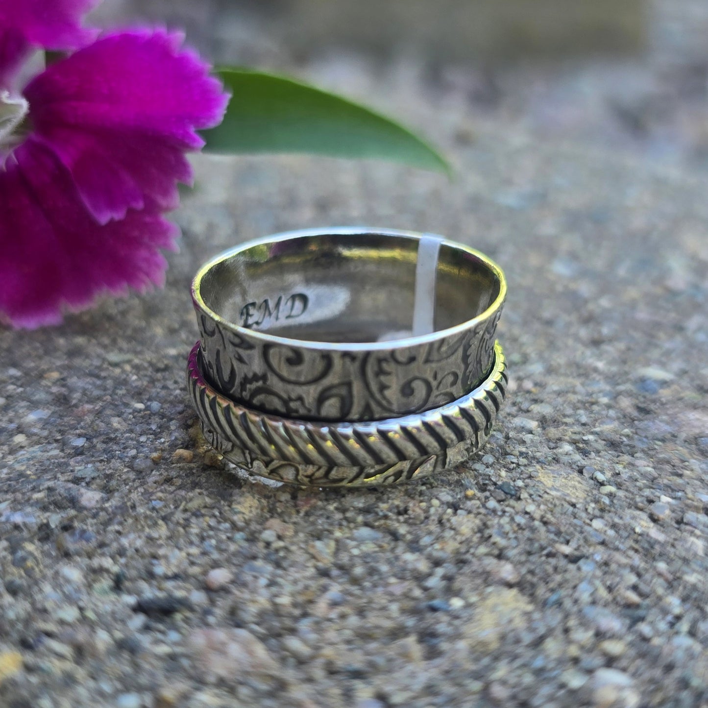 Wide Hand-Forged Sterling Silver Spinner Ring