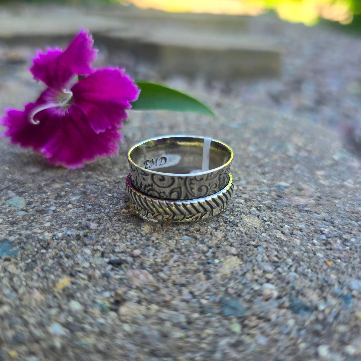Wide Hand-Forged Sterling Silver Spinner Ring