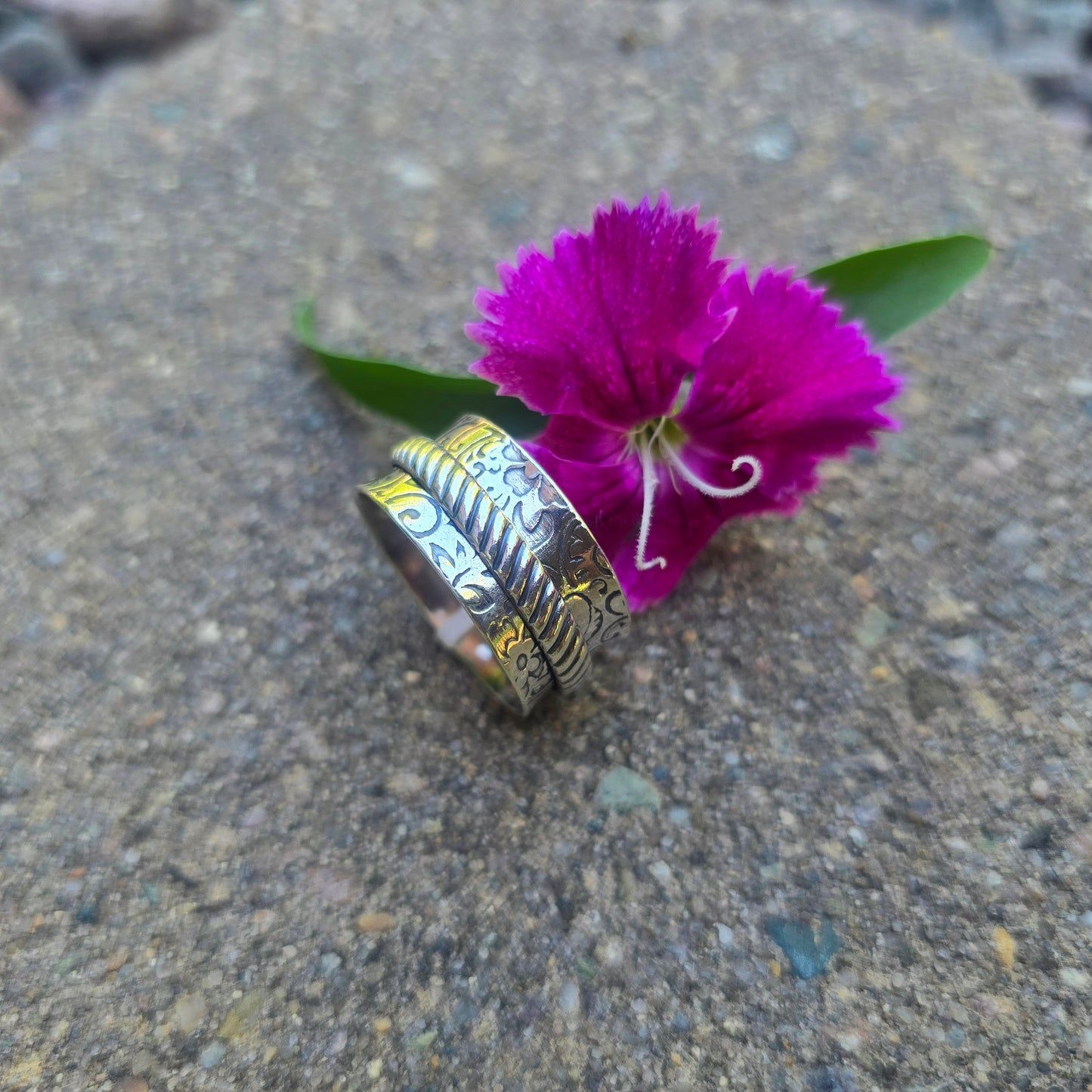 Wide Hand-Forged Sterling Silver Spinner Ring