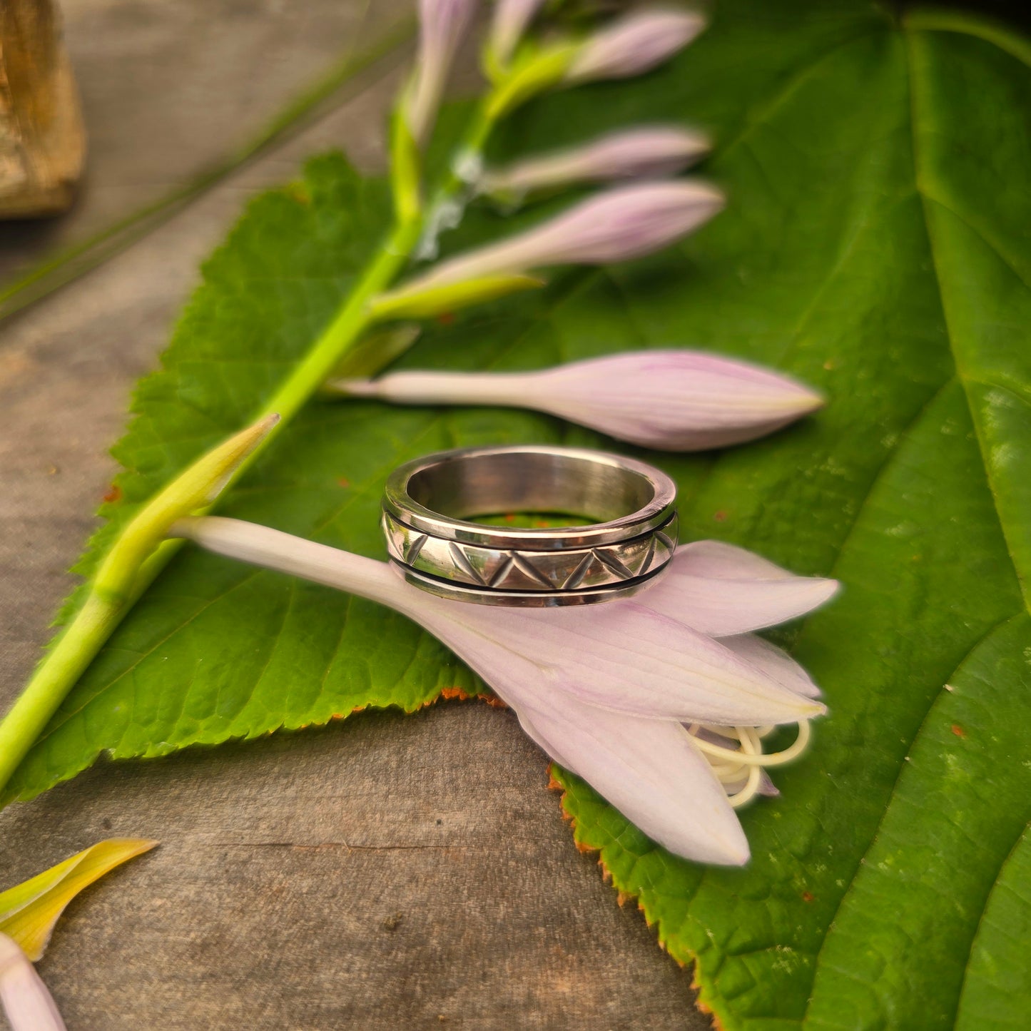Geometric Hand-Forged Sterling Silver Spinner Ring