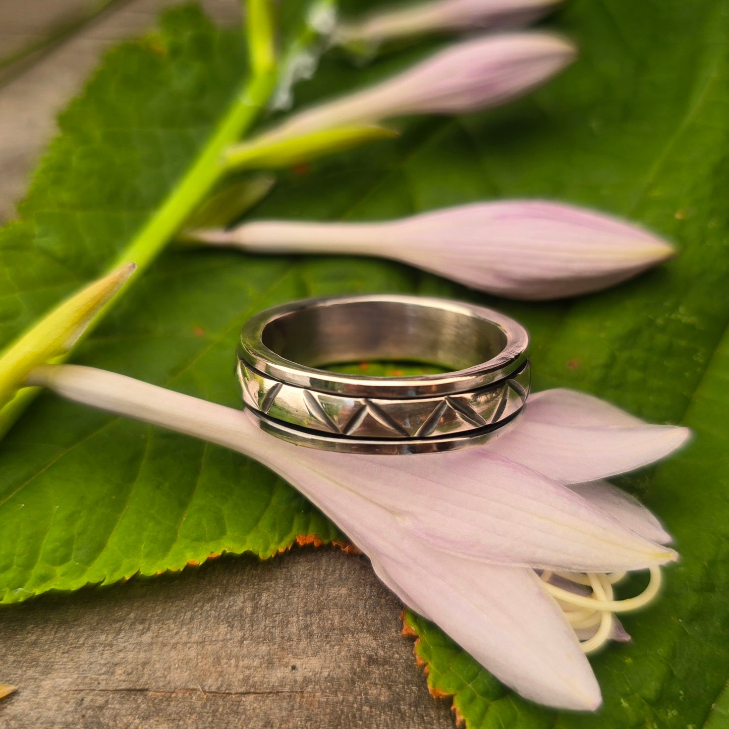 Geometric Hand-Forged Sterling Silver Spinner Ring