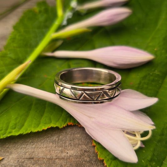 Geometric Hand-Forged Sterling Silver Spinner Ring