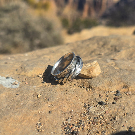 Heavy Twisted Spinner Ring in Hand-Forged Sterling Silver