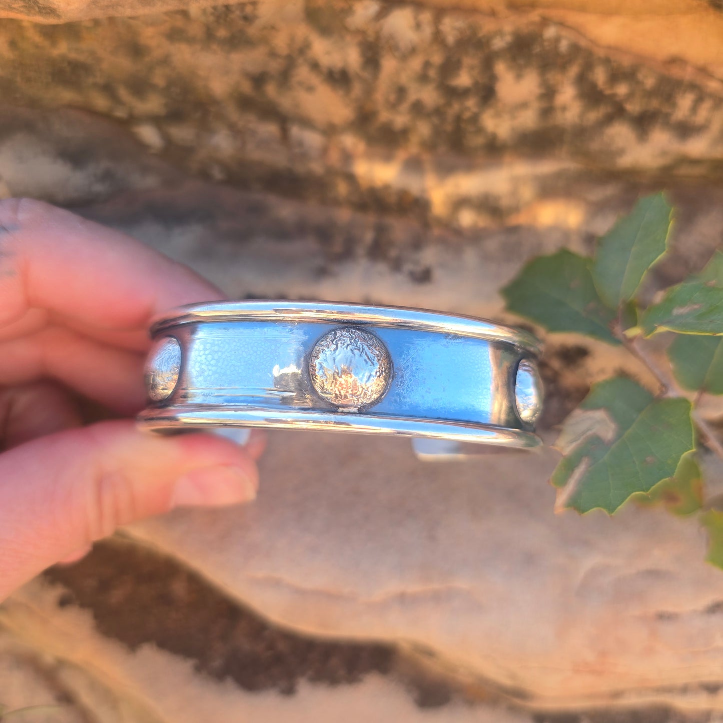 Heavy Concho Sterling Silver Cuff Bracelet — Bench-Forged Signature Work