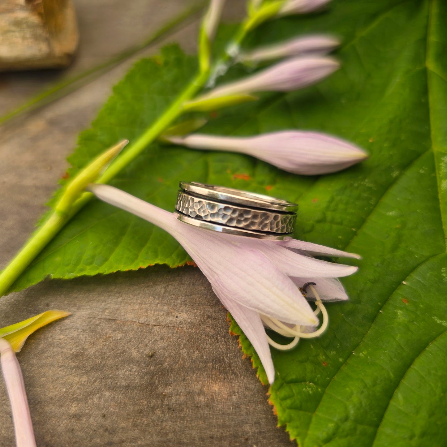 Hammered Hand-Forged Sterling Silver Spinner Ring