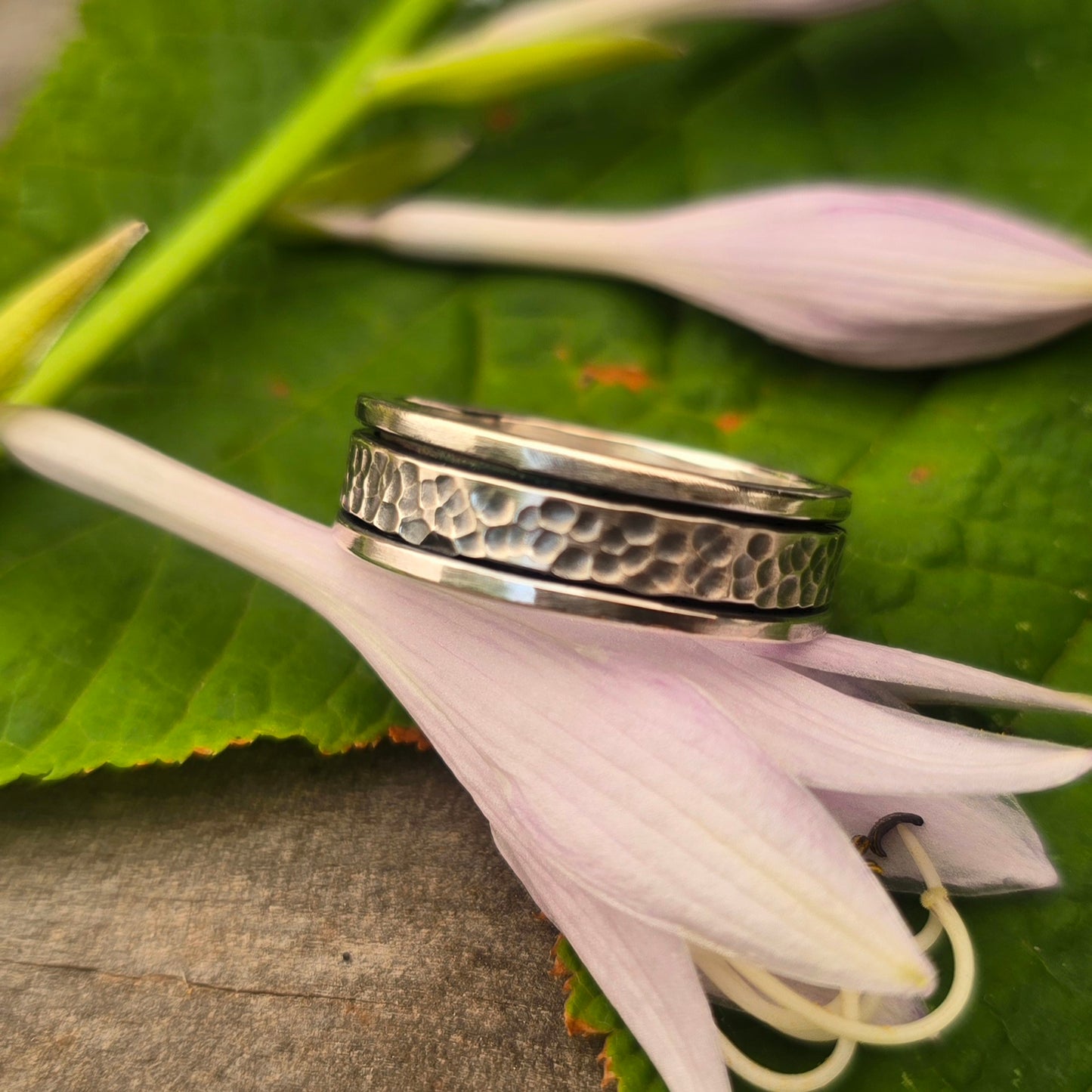 Hammered Hand-Forged Sterling Silver Spinner Ring