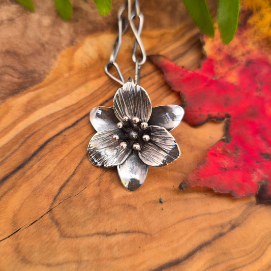 Hand-Forged Trillium Sterling Silver Pendant