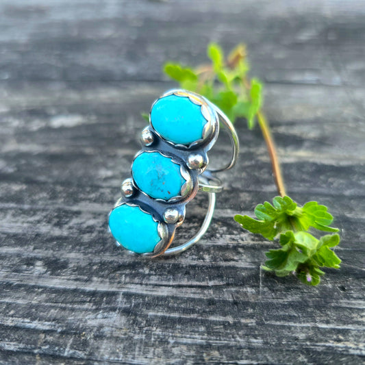 One-of-a-Kind Turquoise Statement Ring in Bench-Forged Sterling Silver