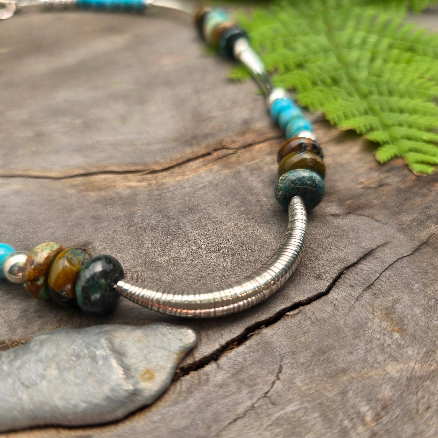 Turquoise & Sterling Silver Beaded Necklace