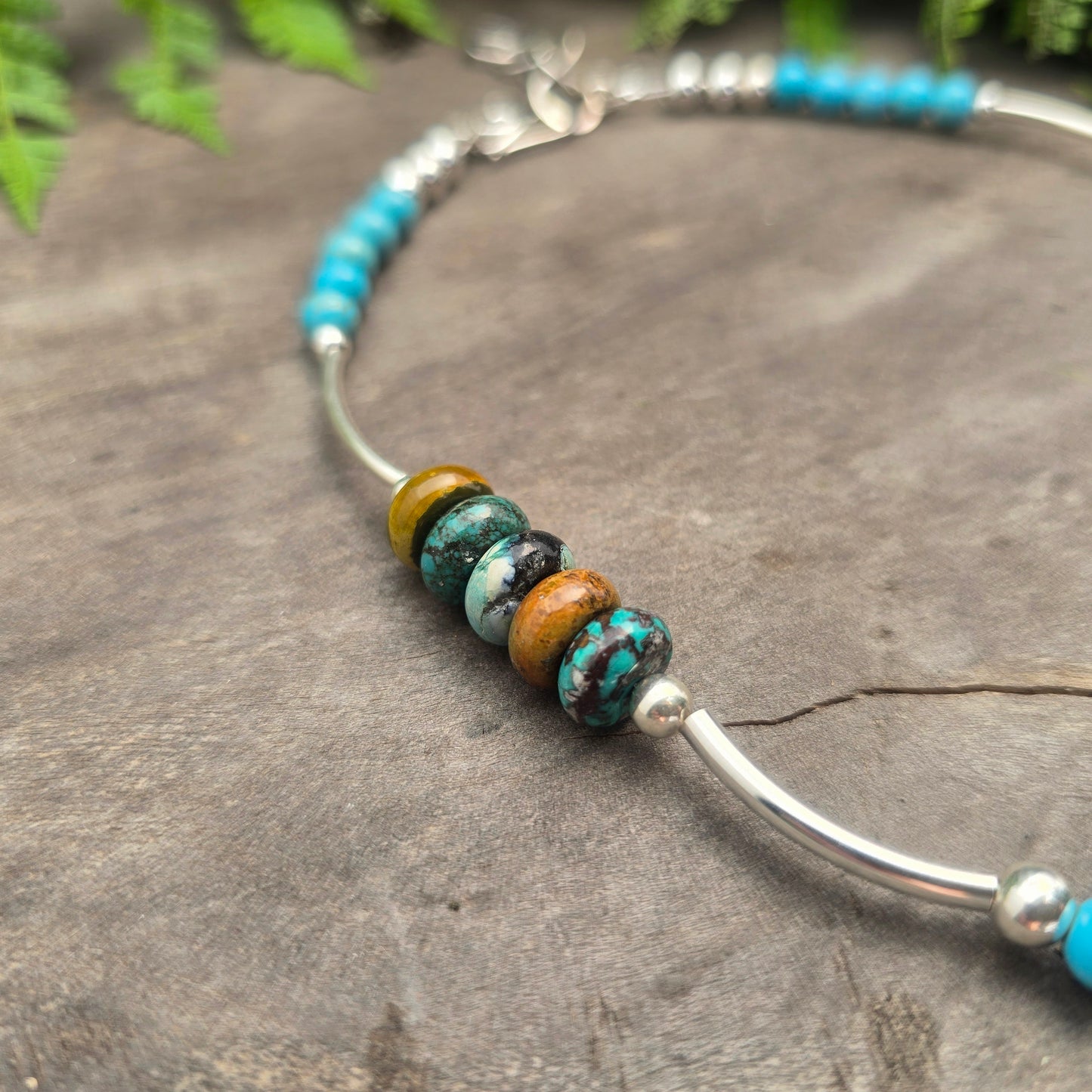 Turquoise & Sterling Silver Beaded Necklace