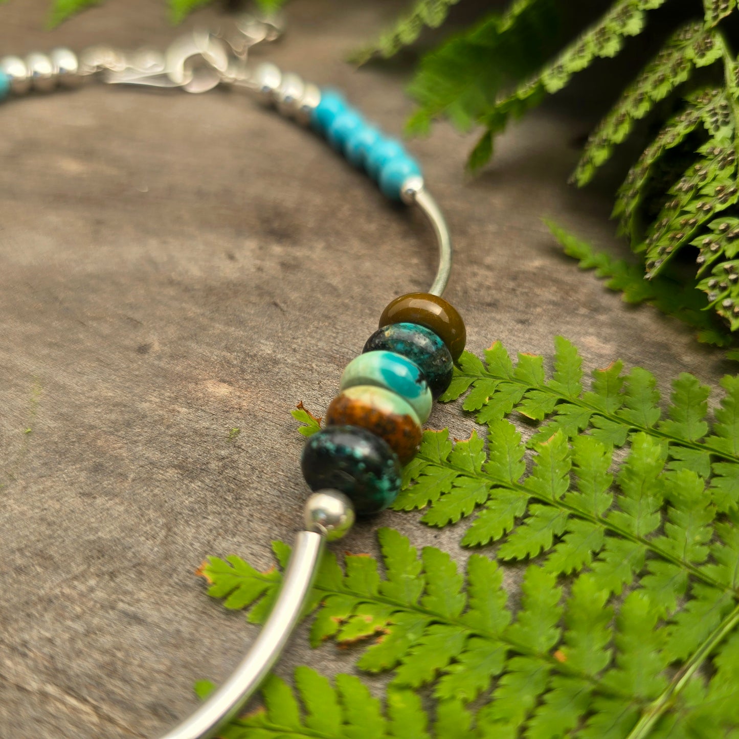 Turquoise & Sterling Silver Beaded Necklace