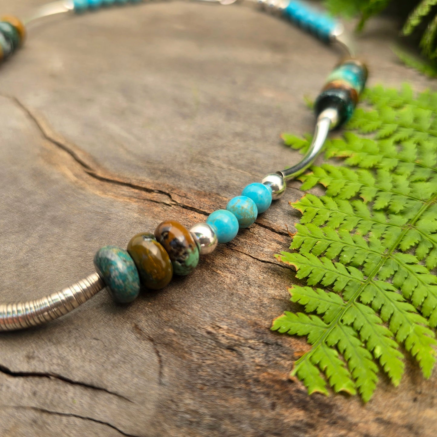 Turquoise & Sterling Silver Beaded Necklace