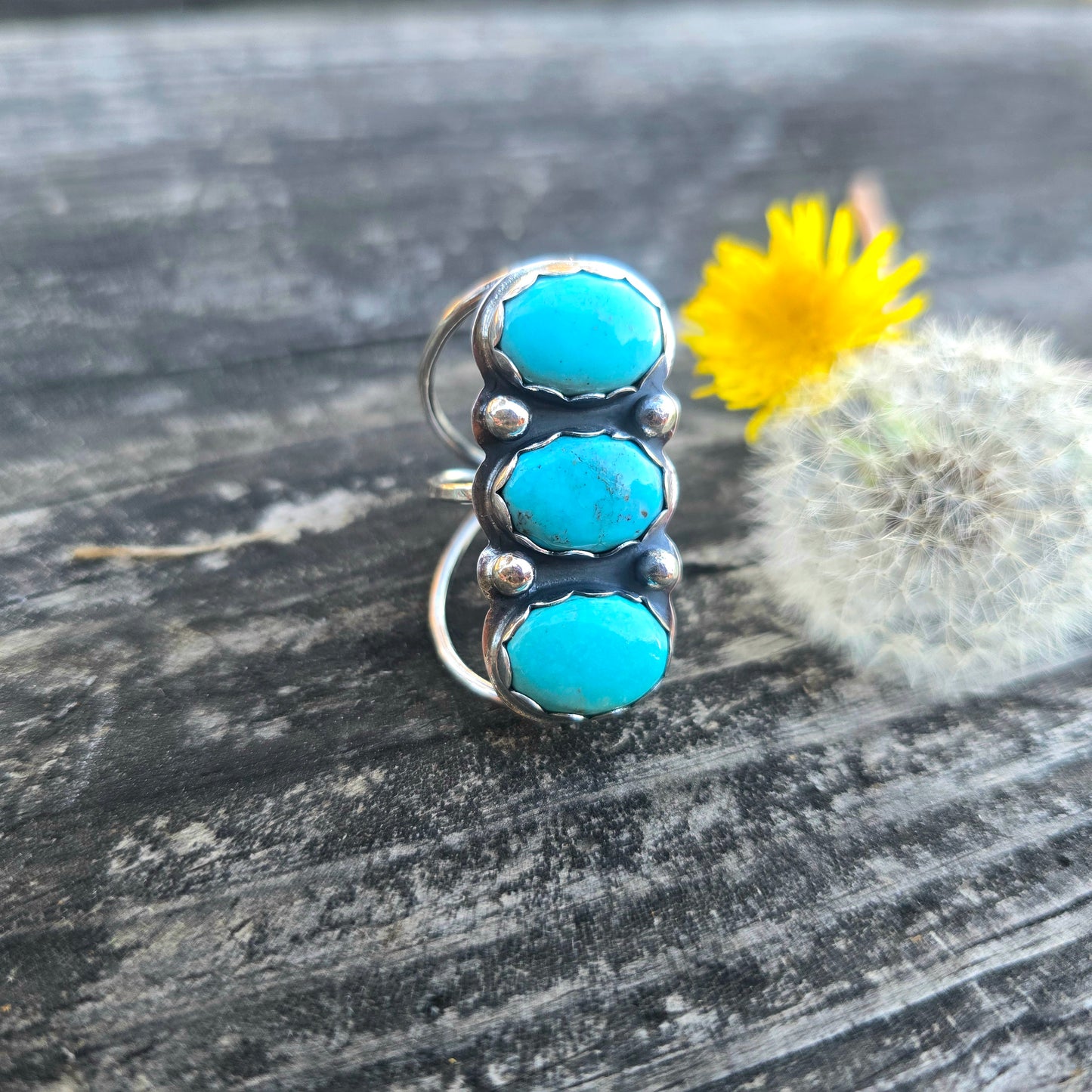 One-of-a-Kind Turquoise Statement Ring in Bench-Forged Sterling Silver