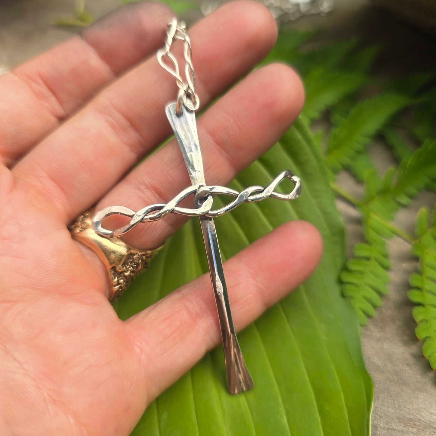 Statement Hand-Forged Sterling Silver Cross Pendant