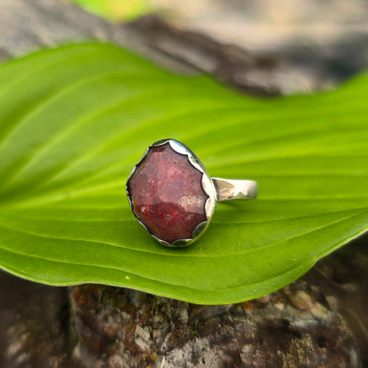 Strawberry Quartz Hand-Forged Sterling Silver Ring