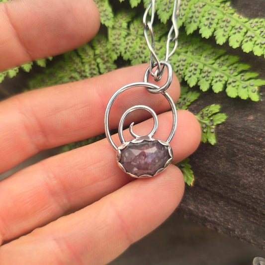 Strawberry Quartz Swirl Hand-Forged Sterling Silver Pendant