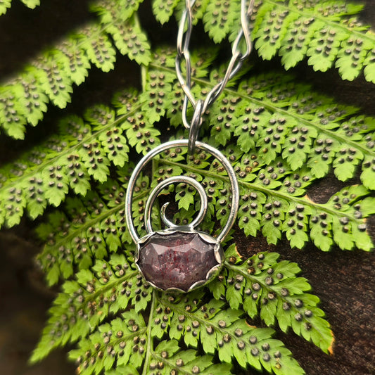 Strawberry Quartz Swirl Hand-Forged Sterling Silver Pendant