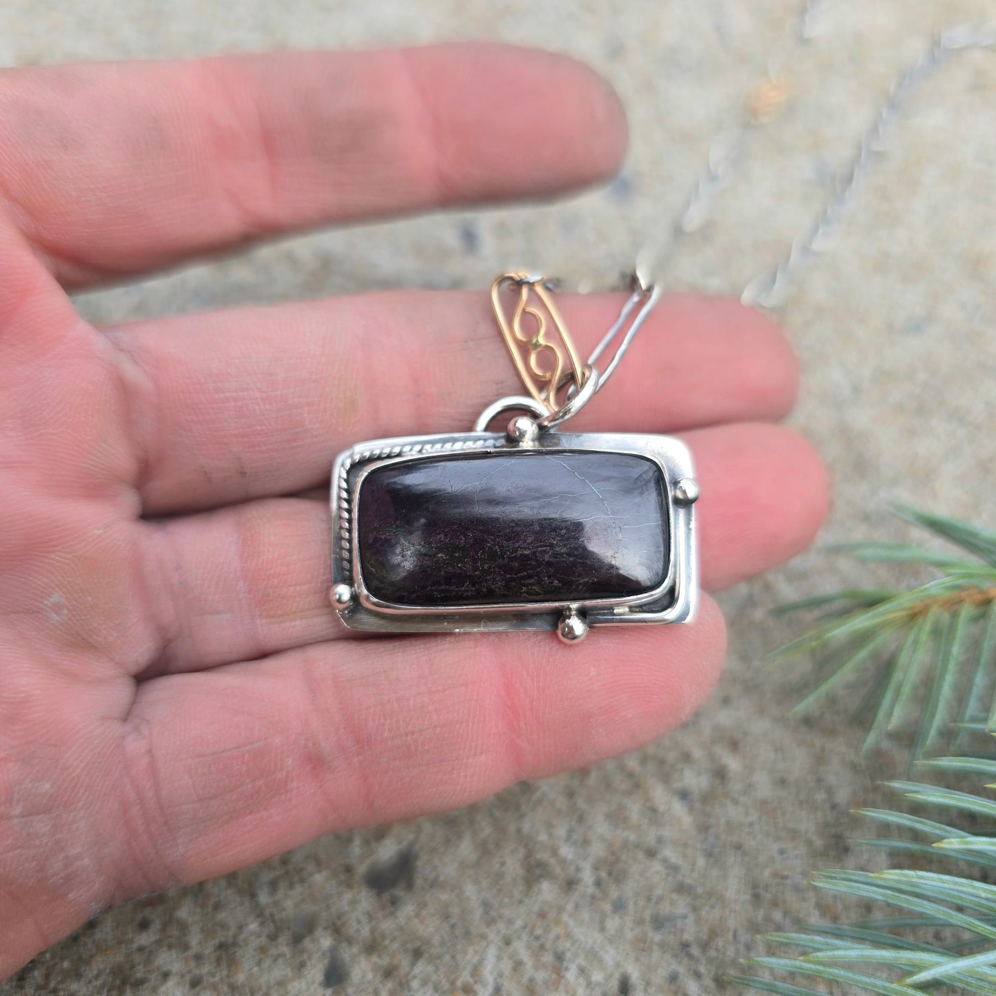 Sugilite Hand-Forged Sterling Silver Pendant