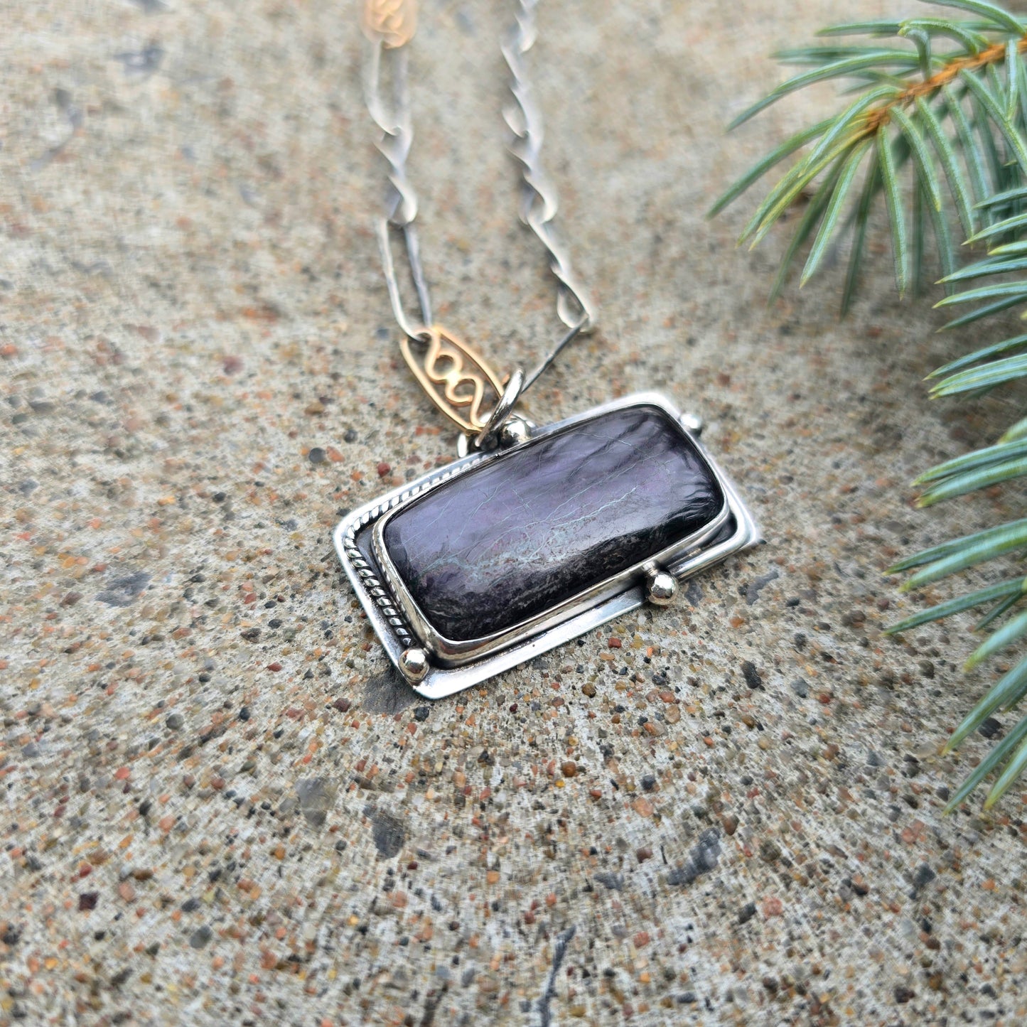 Sugilite Hand-Forged Sterling Silver Pendant