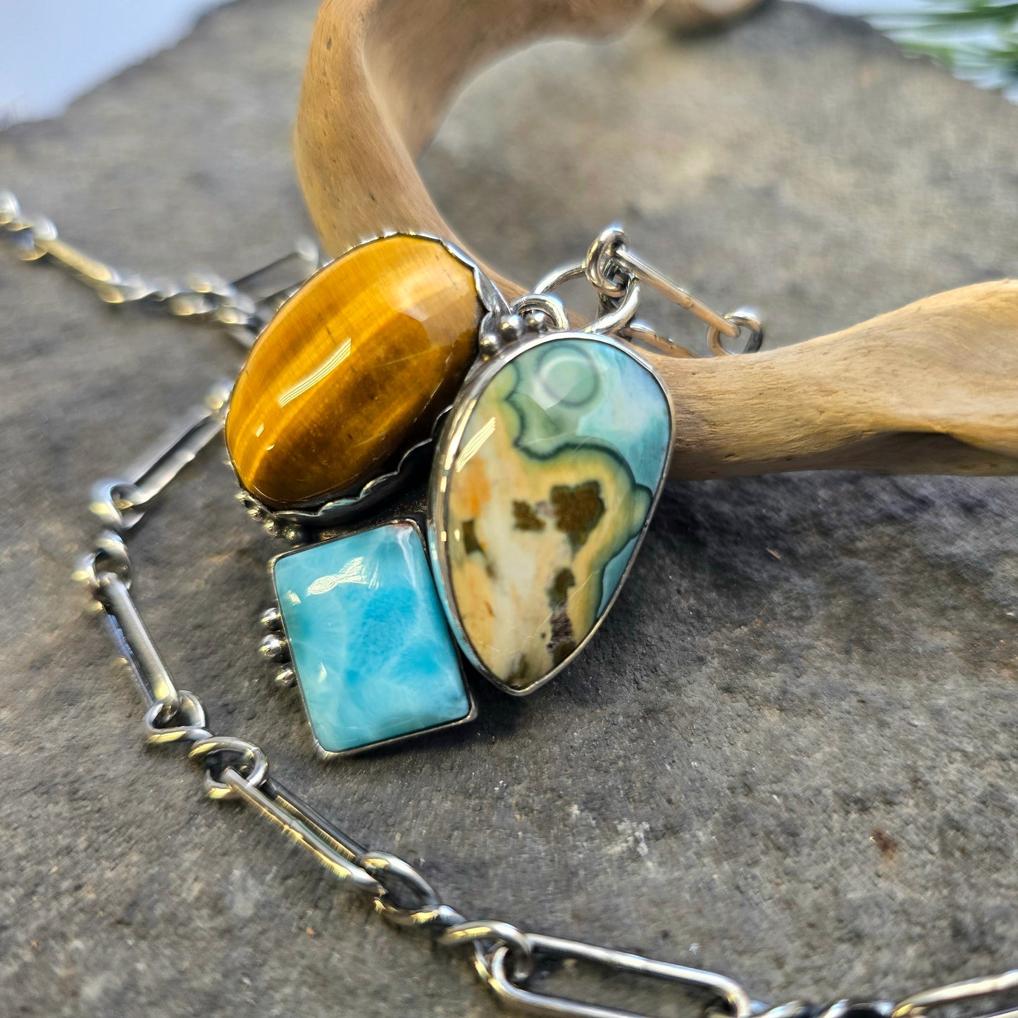 Boulder Ridge Sky and Ground Statement Pendant in Sterling Silver