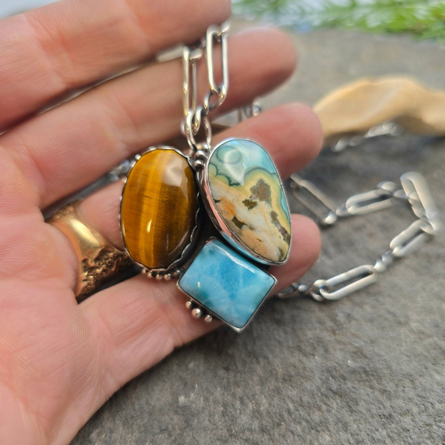 Boulder Ridge Sky and Ground Statement Pendant in Sterling Silver