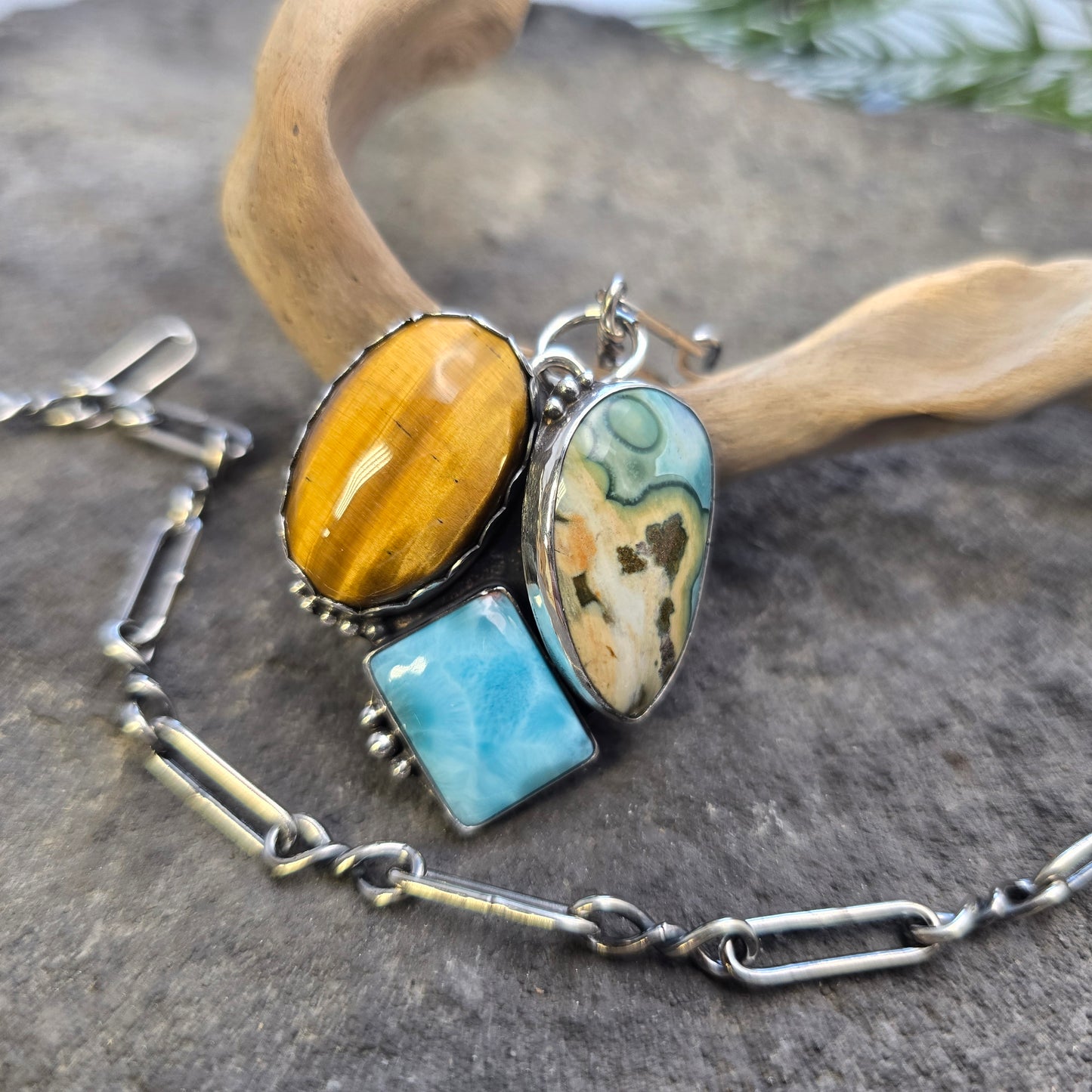 Boulder Ridge Sky and Ground Statement Pendant in Sterling Silver