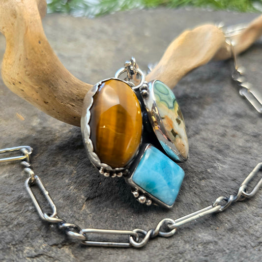 Boulder Ridge Sky and Ground Statement Pendant in Sterling Silver