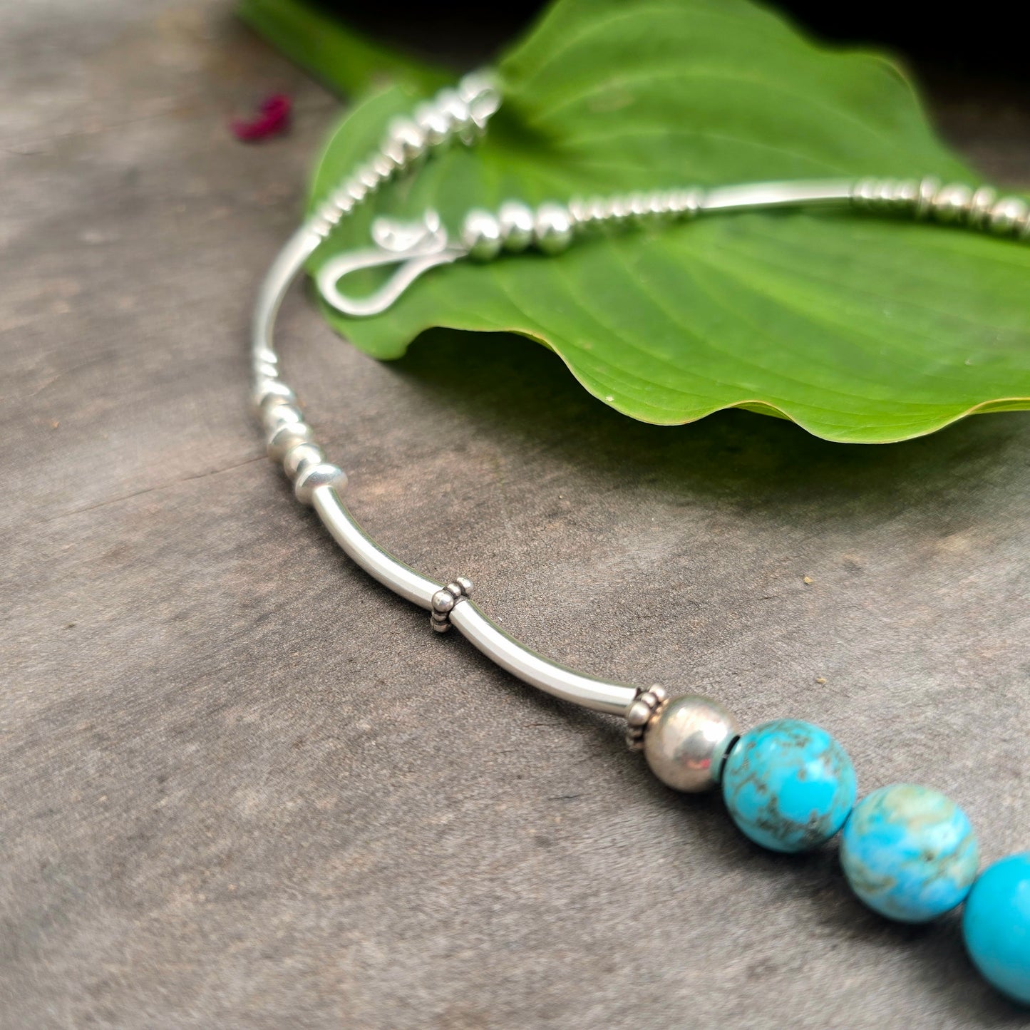 Turquoise & Sterling Silver Beaded Statement Necklace