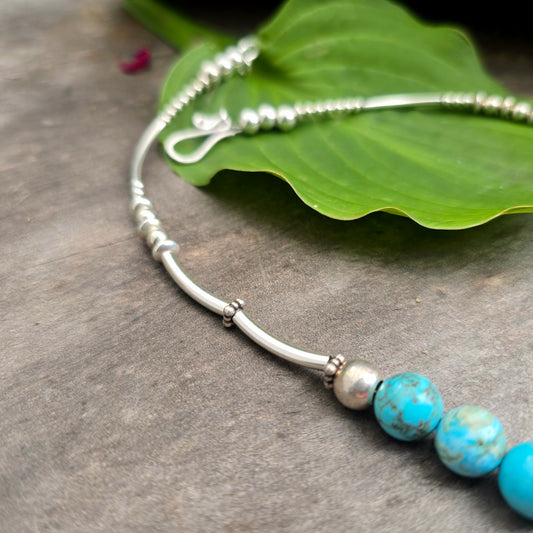 Turquoise & Sterling Silver Beaded Statement Necklace