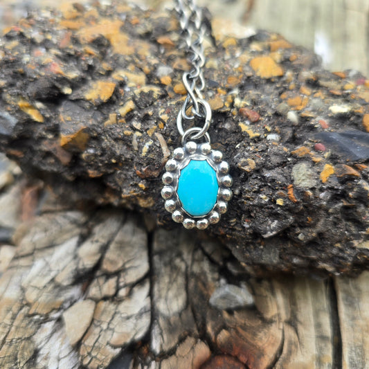 Sleeping Beauty Turquoise Pendant in Hand-Forged Sterling Silver