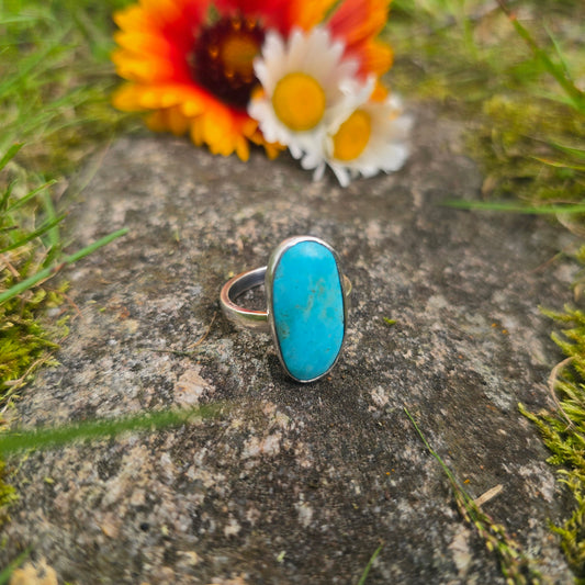 Freeform Turquoise Hand-Forged Sterling Silver Ring