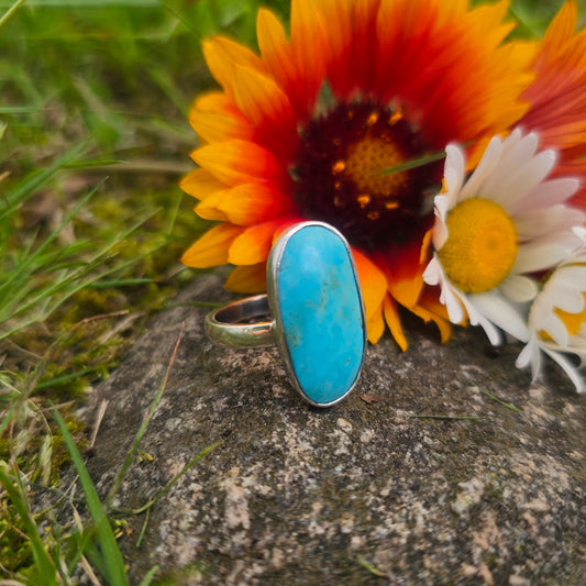 Freeform Turquoise Hand-Forged Sterling Silver Ring