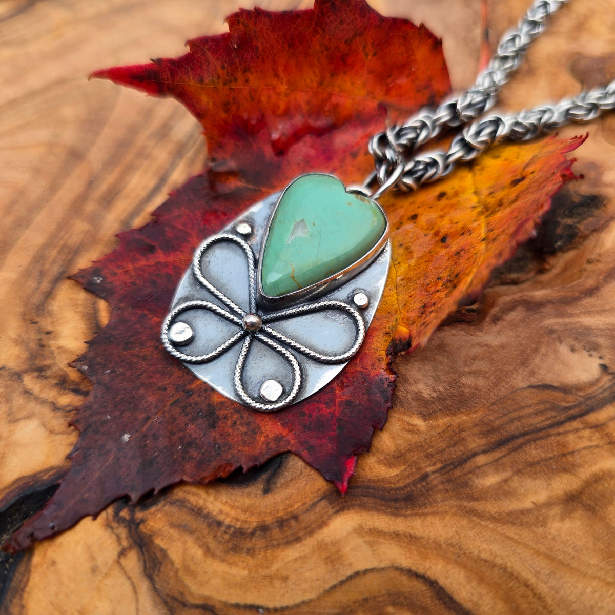 Turquoise Heart and Butterfly Sterling Silver Pendant