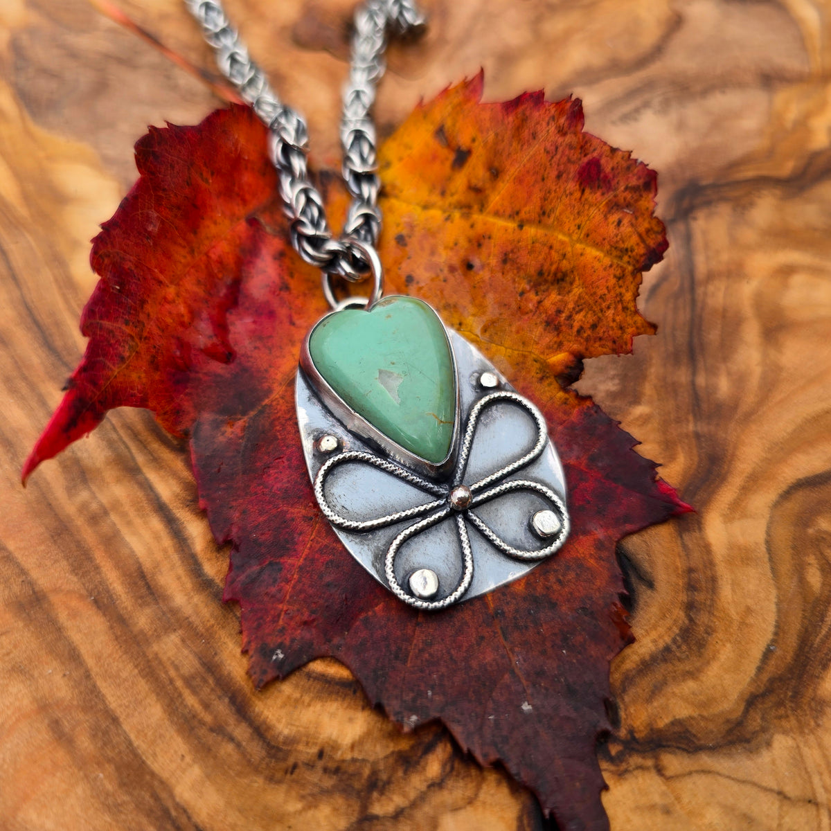 Turquoise Heart and Butterfly Sterling Silver Pendant
