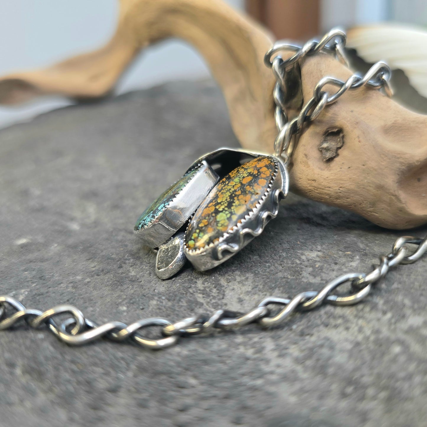 Boulder Ridge Turquoise Leaf Sterling Silver Pendant