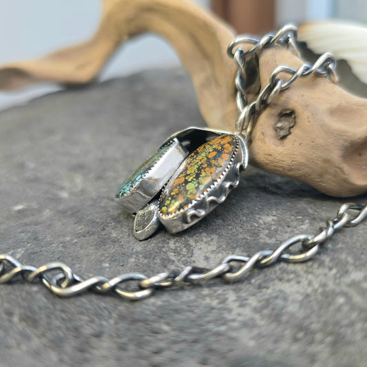 Boulder Ridge Turquoise Leaf Sterling Silver Pendant
