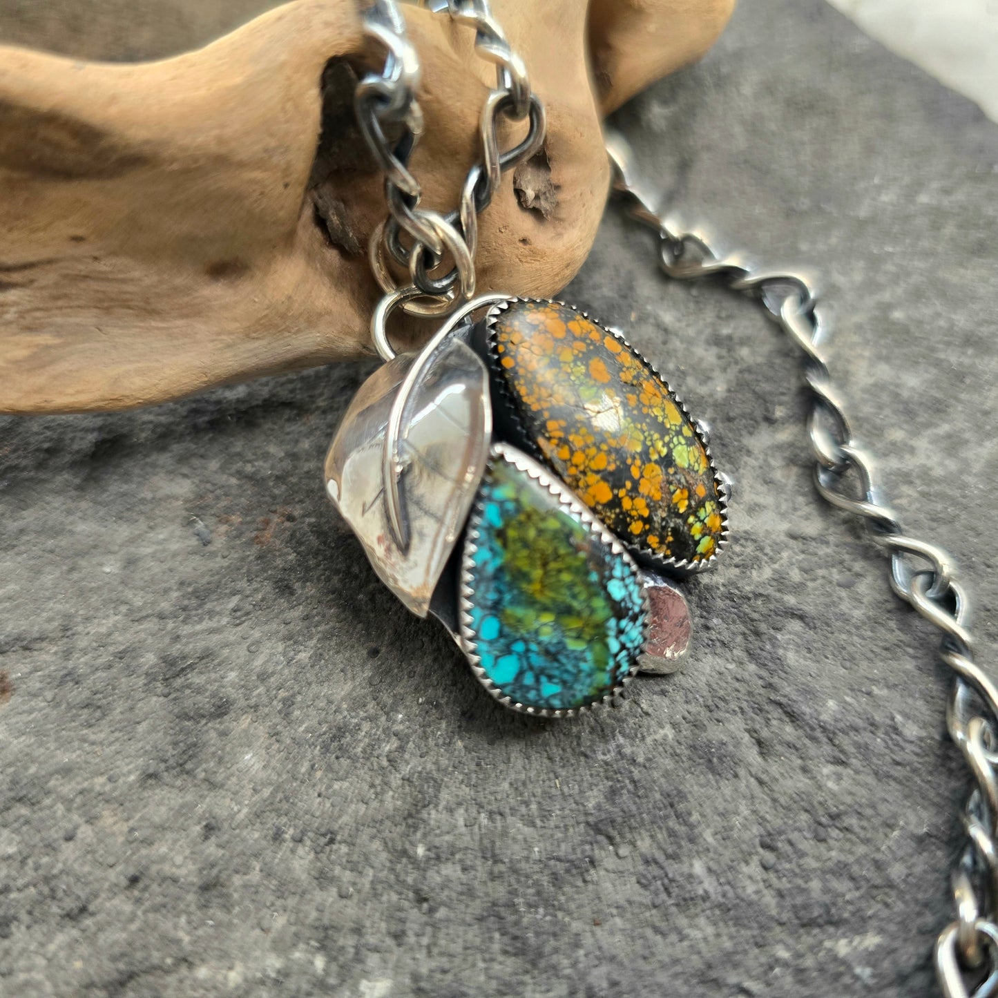 Boulder Ridge Turquoise Leaf Sterling Silver Pendant