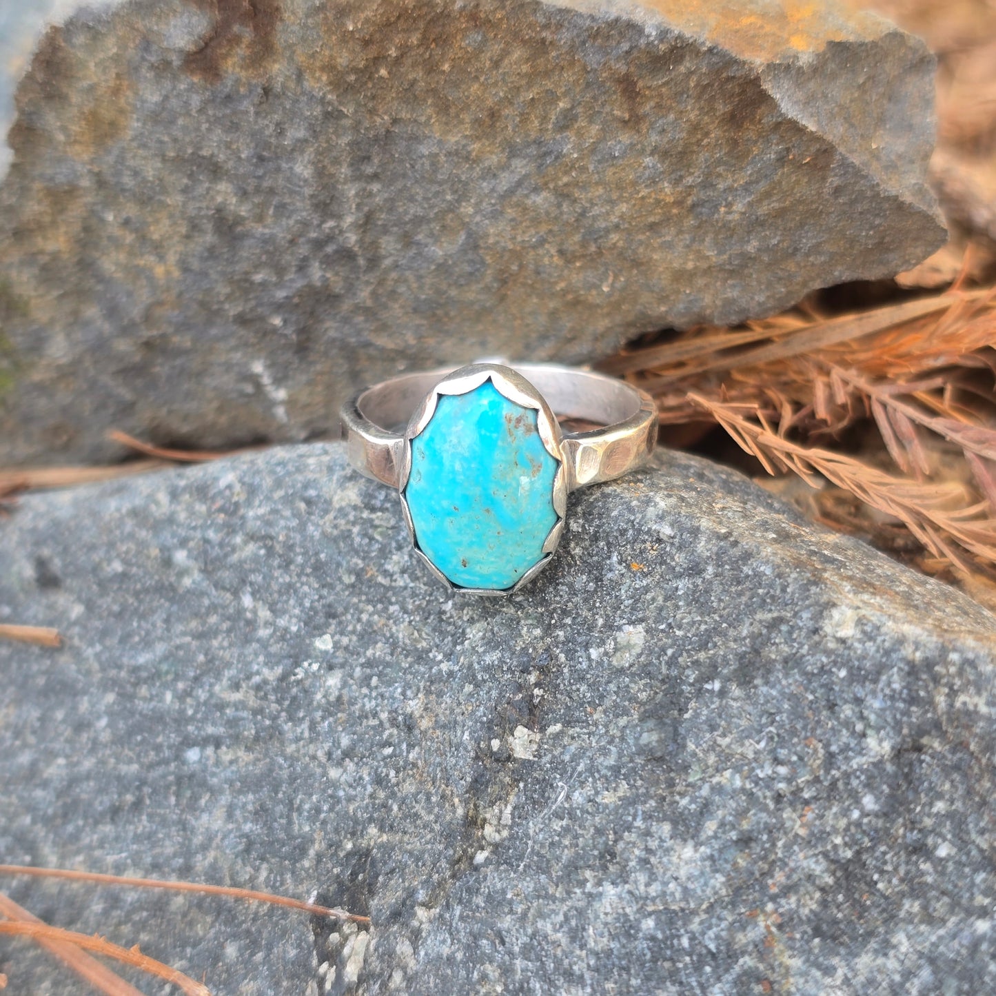 Robin’s Egg Blue Turquoise Hand-Forged Sterling Silver Ring