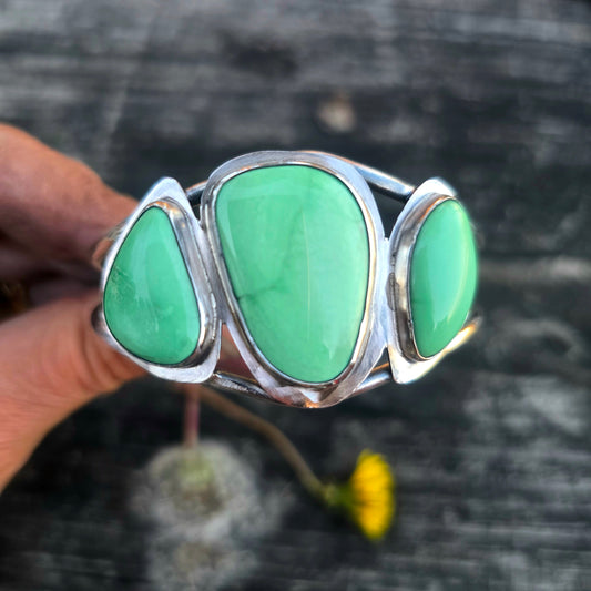 One-of-a-Kind Variscite Statement Cuff in Sterling Silver | Collector Works